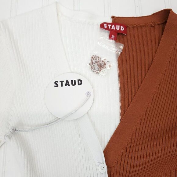 STAUD Sweater Cardigan Shoko Cargo Colorblock Ribbed - Picture 10 of 13